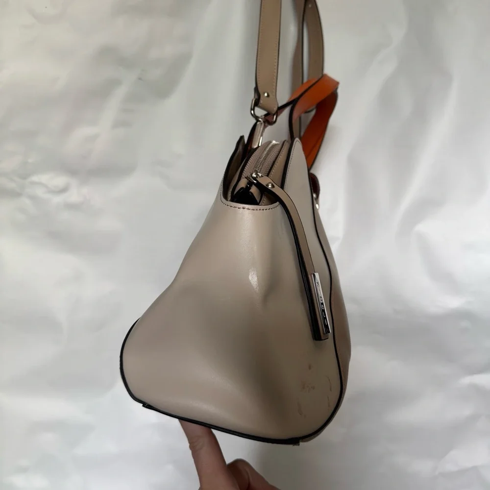 Nicoli // grey, orange structured shoulder bag cm